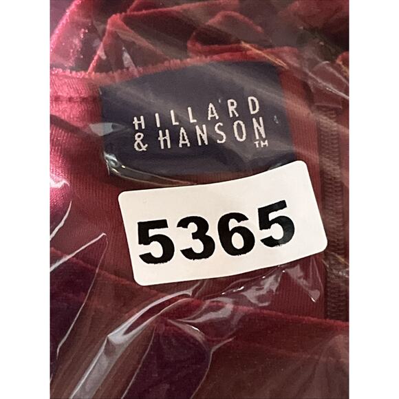 Hillared & Hanson Velvet Midi Shift Dress 12 Red Short Sleeve Holiday Tie Back - Picture 9 of 9